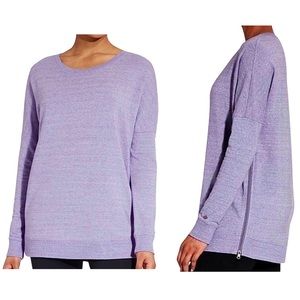 CALIA by Carrie Underwood Effortless Zip Detail Sweatshirt Lavender Size M